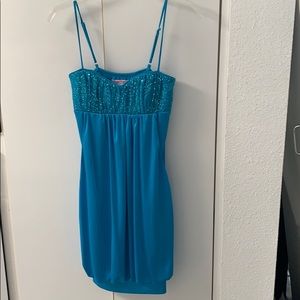Morgan 4 Ever blue sequin mini dress, size small
